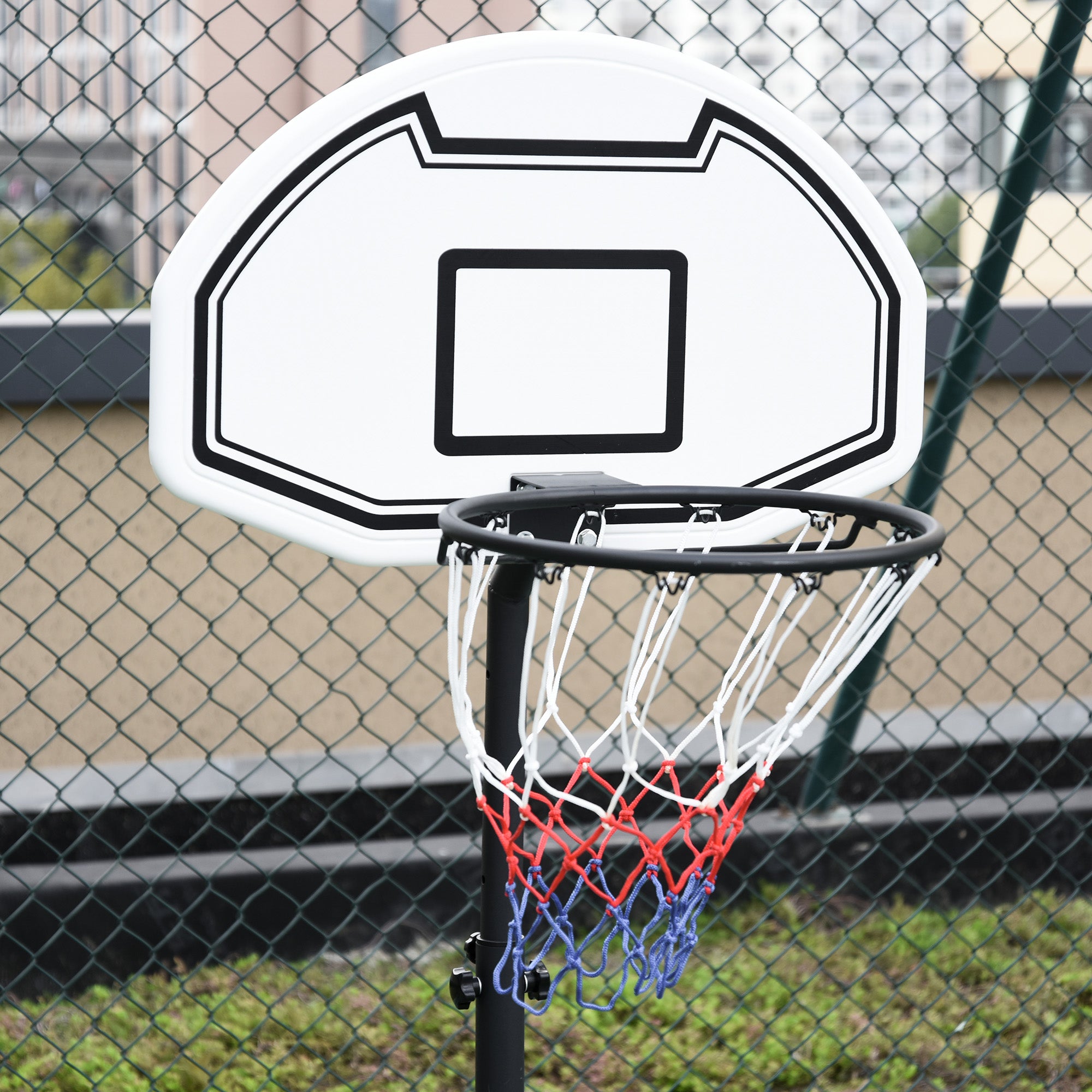 HOMCOM Portable Basketball Stand 94-123cm Basket Height Adjustable Hoop For Adults Suitable for Pool Side 