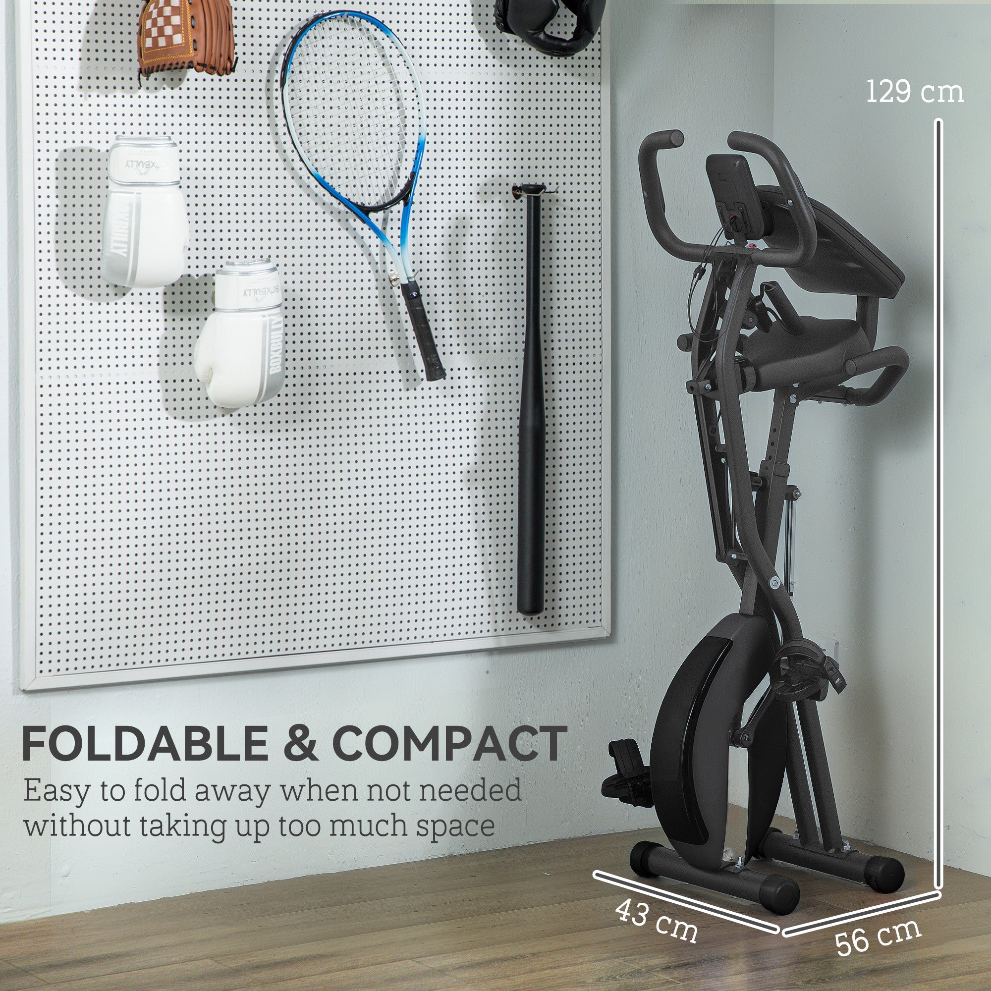 SPORTNOW 5-In-1 Folding Exercise Bike with Arm Workout Bands, Quiet 8-Level Magnetic Resistance Foldable Exercise Bike with LCD, Tablet Holder, Hand Pulse Sensor for Home Use Indoor Cycling, Black 