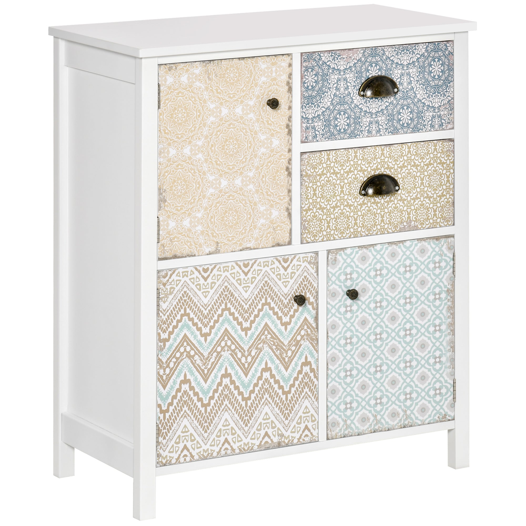HOMCOM Drawer Table Sideboard Multi-purpose Storage Chest Shabby Chic Entryway Living Room Bedroom Furniture Organizer Unit 