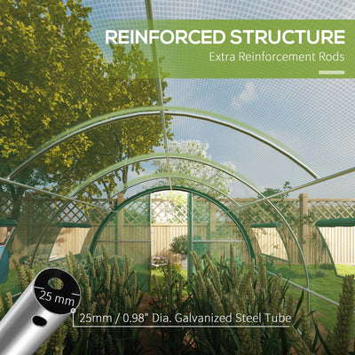 Outsunny Polyethylene Upgraded Structure Walk-in Polytunnel Greenhouse, 6 x 3(m), Green 