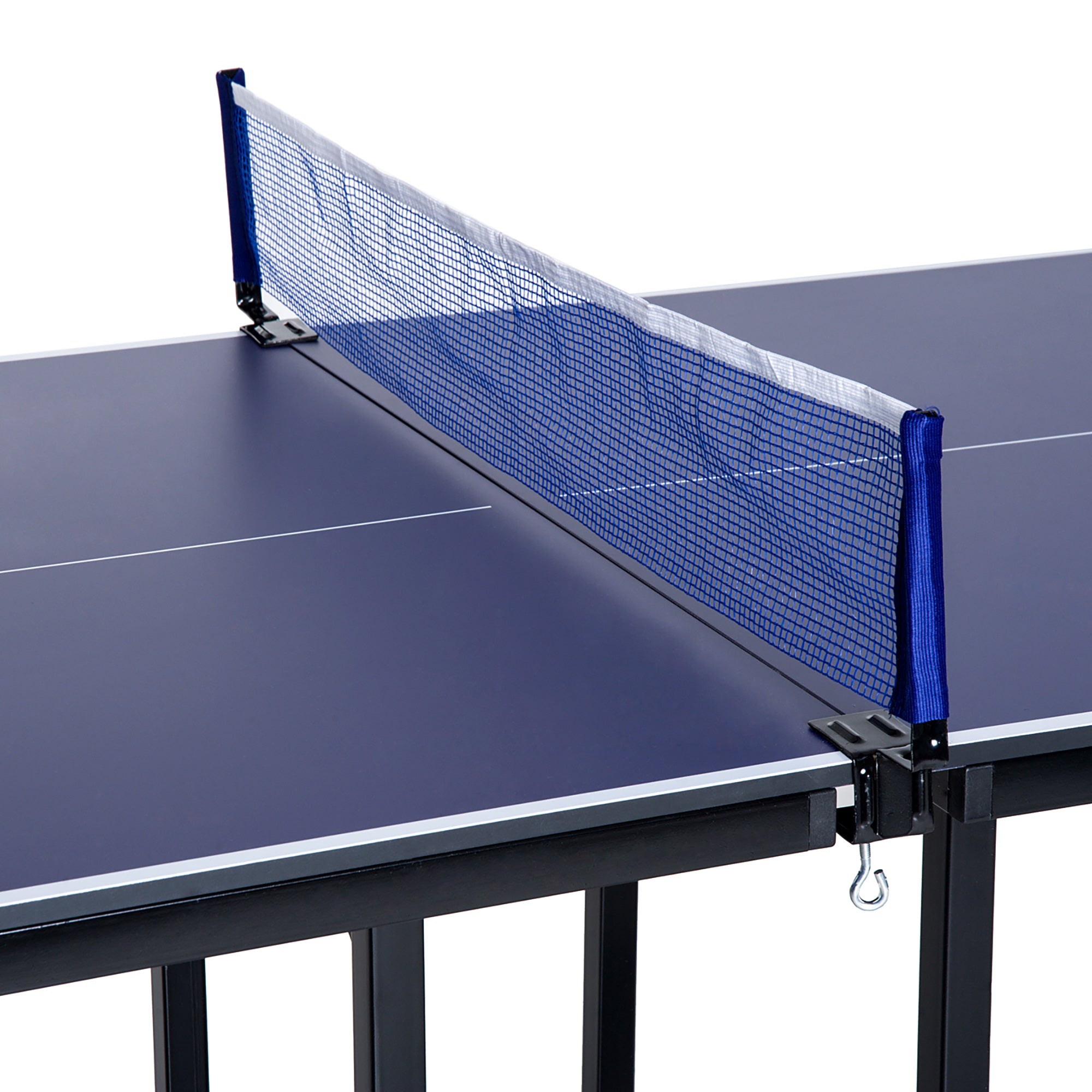 HOMCOM 6ft 182cm Mini Table Tennis Table Folding Ping Pong Table with Net Multi-Use Table for Indoor Outdoor Game, Blue 