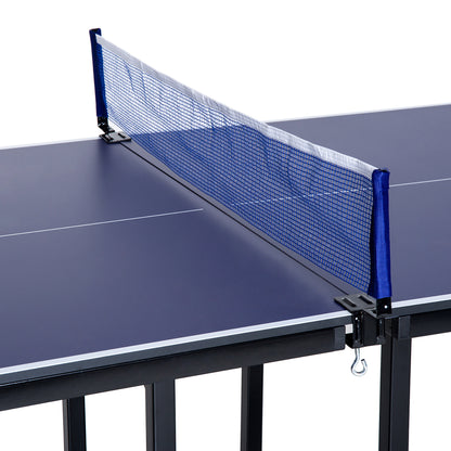 HOMCOM 6ft 182cm Mini Table Tennis Table Folding Ping Pong Table with Net Multi-Use Table for Indoor Outdoor Game, Blue 
