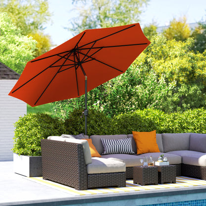 Outsunny 3(m) Garden Parasol Umbrellas, Outdoor Sun Shade with 8 Ribs, Tilt and Crank Handle for Balcony, Bench, Garden, Orange 