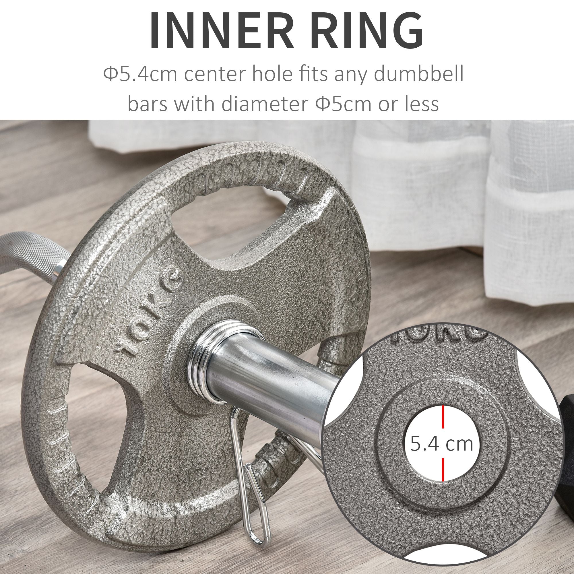 HOMCOM Set of 2 Cast Iron Weight Plates for 2"/5cm Hole Dumbbell Handle Bar, Barbell Weight 2 x 10kg 