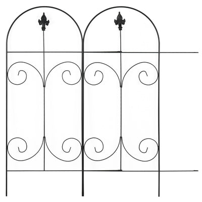 Outsunny Decorative Garden Fencing, 16PCs 44in x 25ft Outdoor Picket Fence Panels, Rustproof Metal Wire Landscape Flower Bed Border Edging, Black 