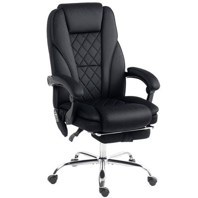Vinsetto Massage Office Chair, Heated Reclining Computer Chair with Adjustable Height and Footrest, Black 