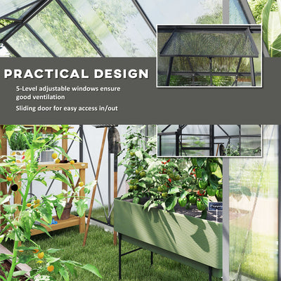 Outsunny 190 x 253 cm Walk-In Polycarbonate Greenhouse - Dark Grey 