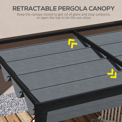 Outsunny Pergola Roof, Retractable Sun Shade Cover for 2.85 x 2m Pergola, UV30+ Protected, Dark Grey 