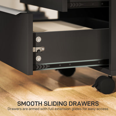 HOMCOM Three-Drawer Locking Filing Cabinet - Black 