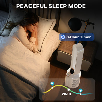 HOMCOM Multi-Mode Bladeless Tower Fan and Humidifier - White 