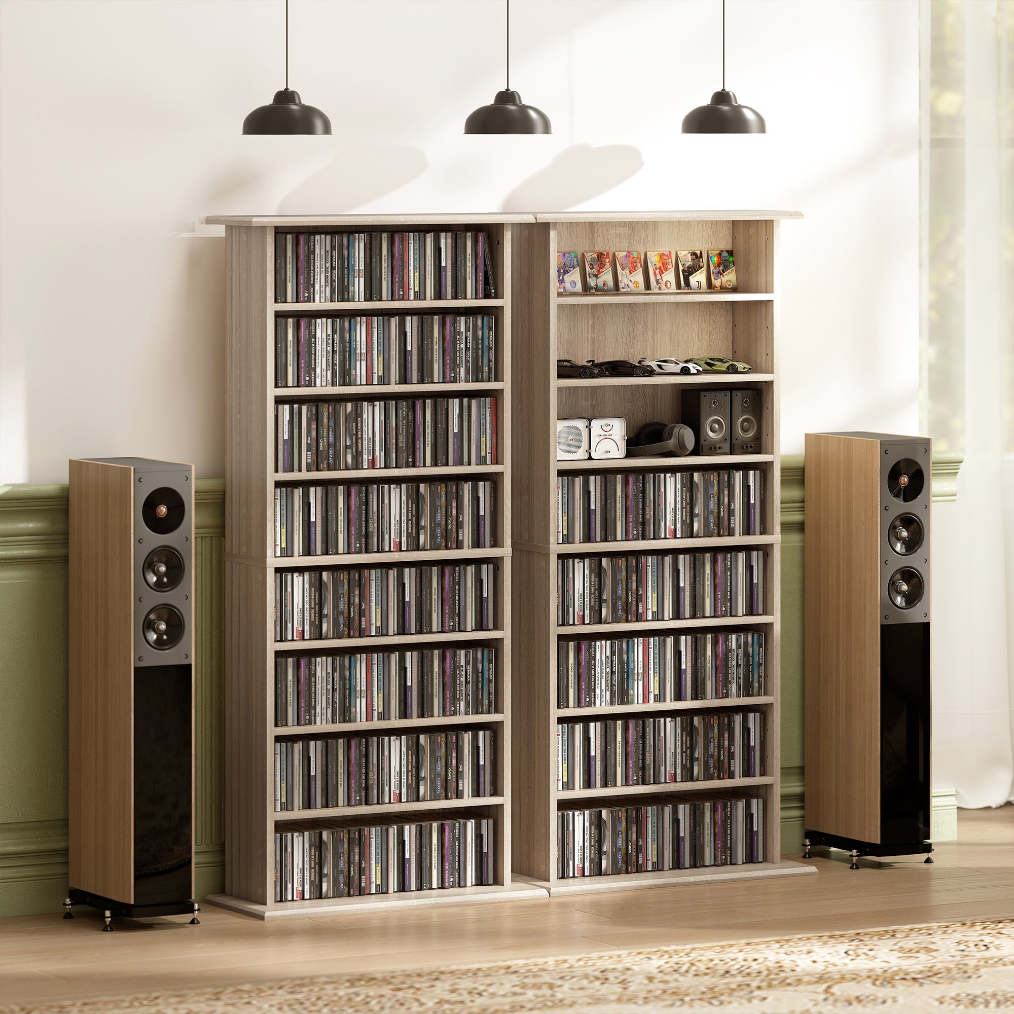 HOMCOM 360 CD Storage Unit - Natural Wood Finish 