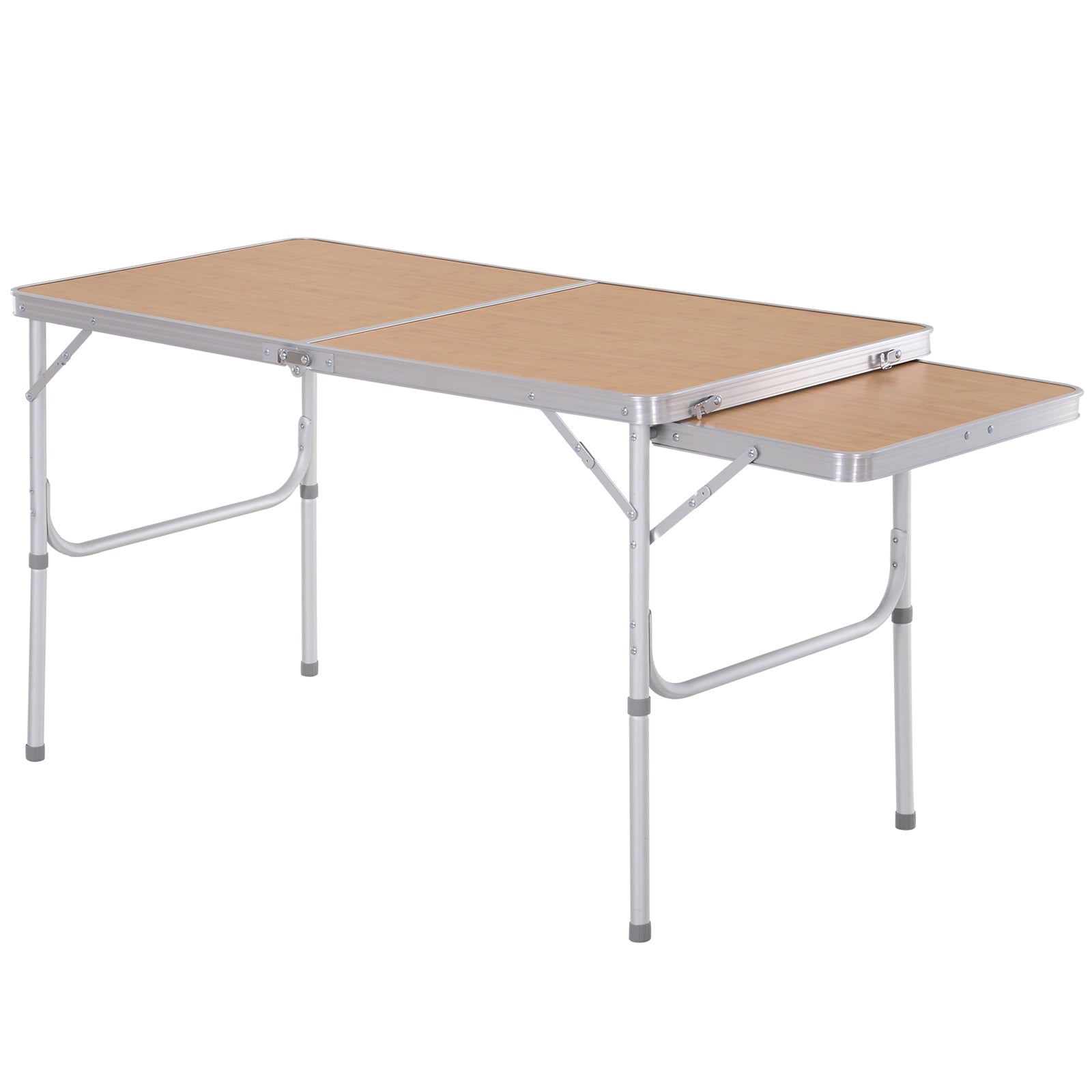Outsunny Aluminium MDF-Top 4ft Folding Portable Outdoor Table Silver 