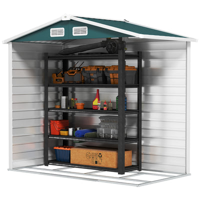 Outsunny 7 x 4ft Garden Shed, Easy to Assemble, Upgraded Galvanised Steel Frame with Foundation Kit, Double Doors with Lock, Outdoor Metal Shed with Vents and Gloves, Garden Storage Shed, Green 