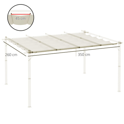 Outsunny Retractable Pergola Shade Cover, Replacement Canopy for 4 x 3 (m) Pergola, Retractable Roof, Cream White 