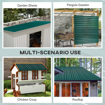 Outsunny Set of 12 Corrugated Steel Roof Sheet Panels - Green 