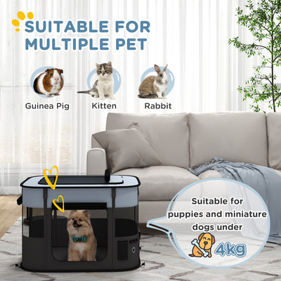 PawHut Foldable Dog Pen with Storage Bag for Indoor/Outdoor Use, Portable Pet playpen, with Ground Stakes - Grey 