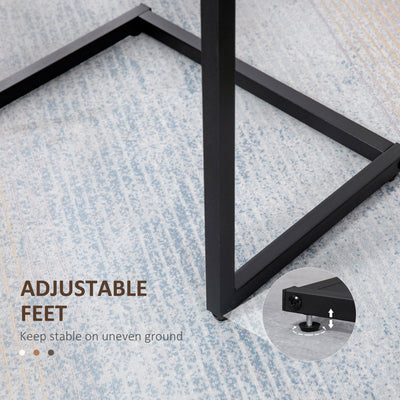 HOMCOM Nesting Side Tables Set of 3, C-Shaped Snack Side Tables with Steel Frame for Sofa Couch and Bed, Rustic Brown 