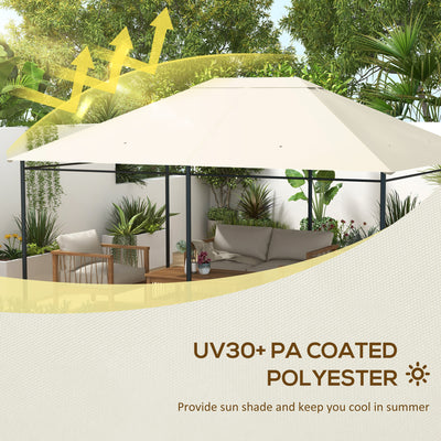 Outsunny 3 x 4m Gazebo Canopy Replacement Cover, Gazebo Roof Replacement (TOP COVER ONLY), Cream White 