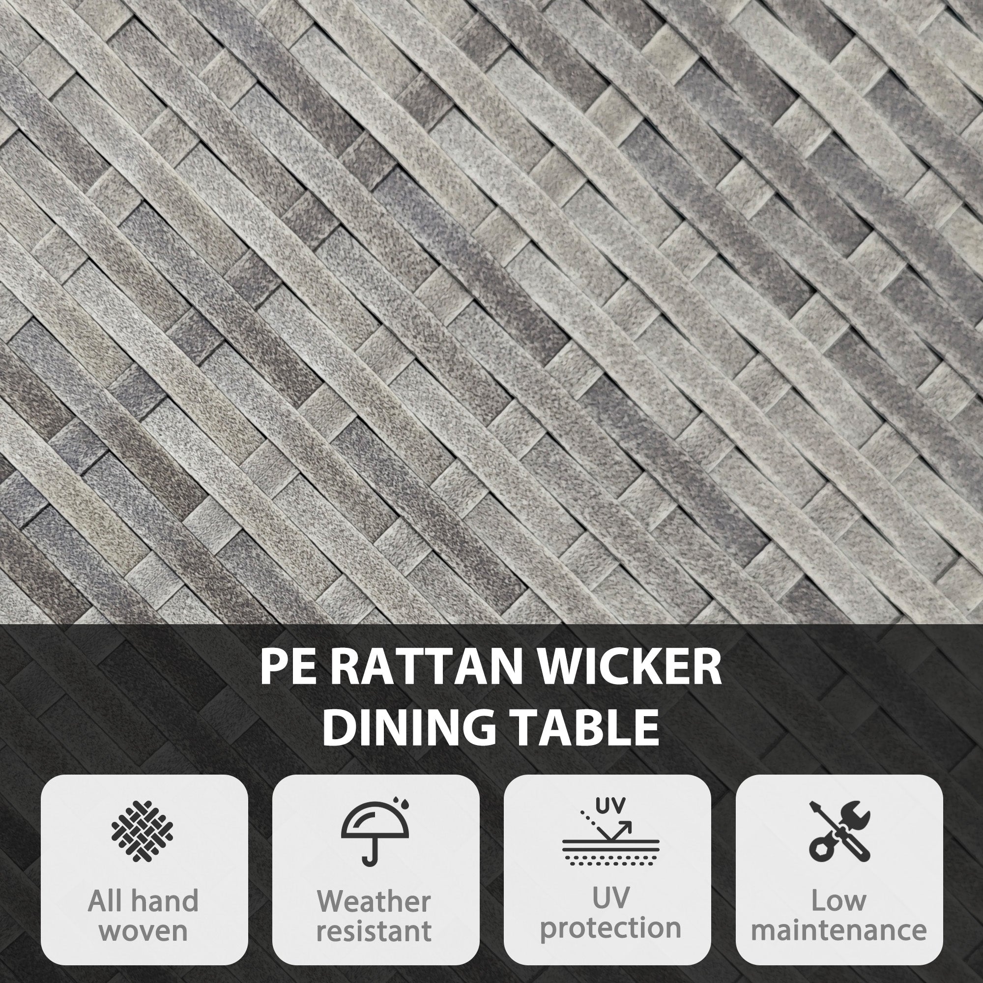 Outsunny 70 cm Wood-Effect Rattan Garden Table - Natural Wood Finish 