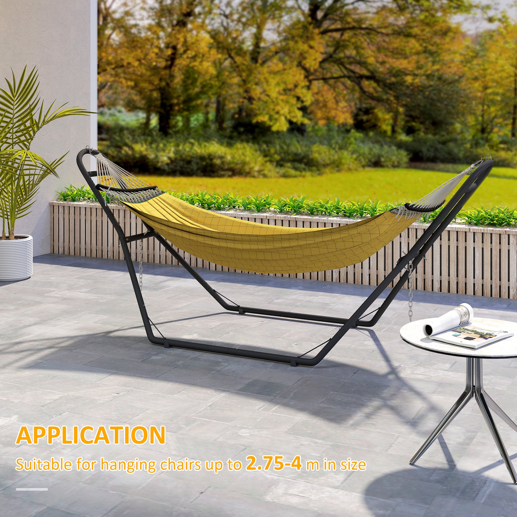 Outsunny 9ft Hammock Stand Adjustable Hammock Frame with Non-Slip Feet for Indoor Outdoor, 150 kg Capacity, Black 