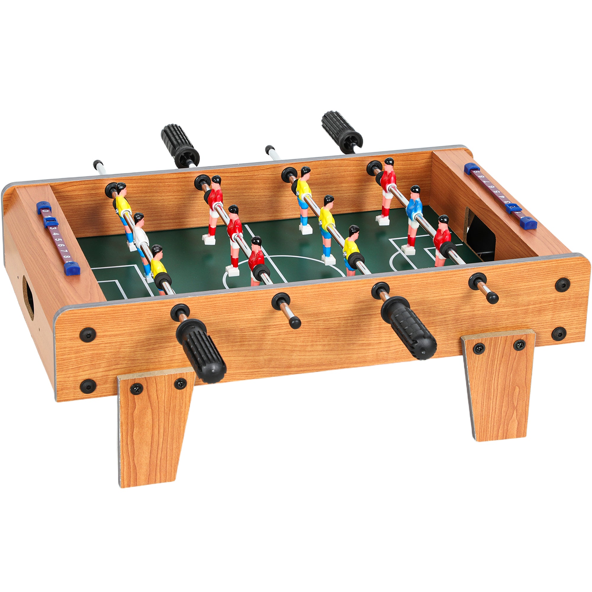 SPORTNOW 20 in Table-top Football Table with Stainless Steel Rods, Compact Foosball Table for Kids and Adults, All-Inclusive Foosball Game Set for Indoor, Nature Wood Finish 