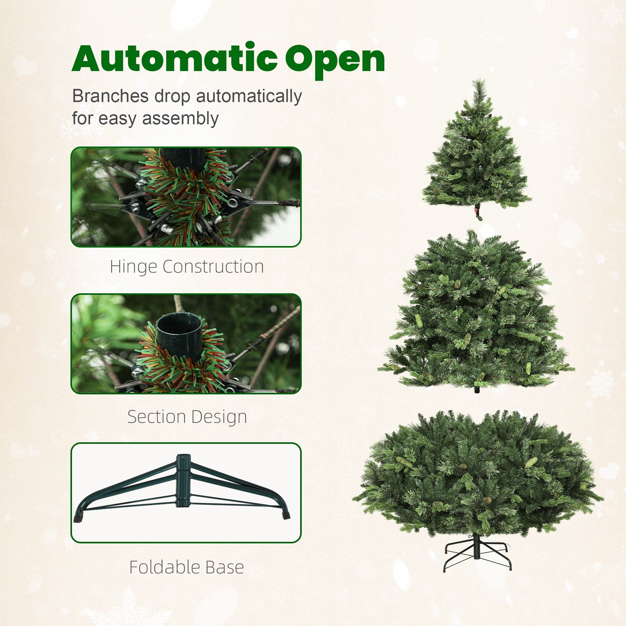HOMCOM 6ft Artificial Pine LED Christmas Tree, with Remote 