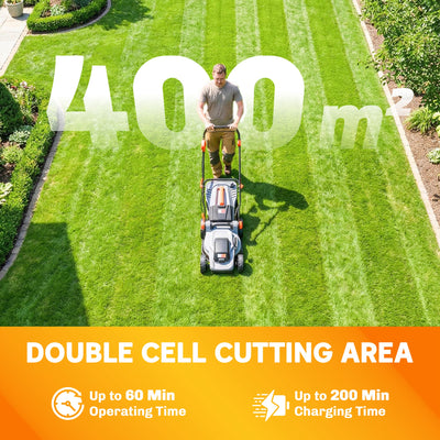 Outsunny 18V Cordless Lawnmower with 2 x 4Ah Batteries, Battery Lawn Mower with 34cm Cutting Width, Mulching Feature 