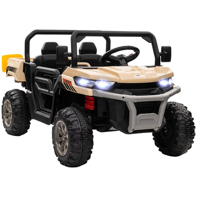 HOMCOM 12V 2 Seater Kids Electric Ride-On Car with Electric Bucket, Remote Control - Yellow 