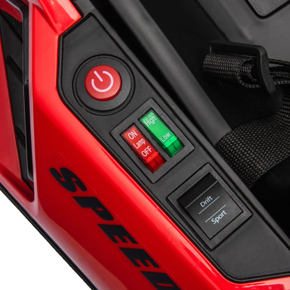 HOMCOM 24V Electric Go Kart for Kids with Adjustable Seat for 6-12 Years, Red 