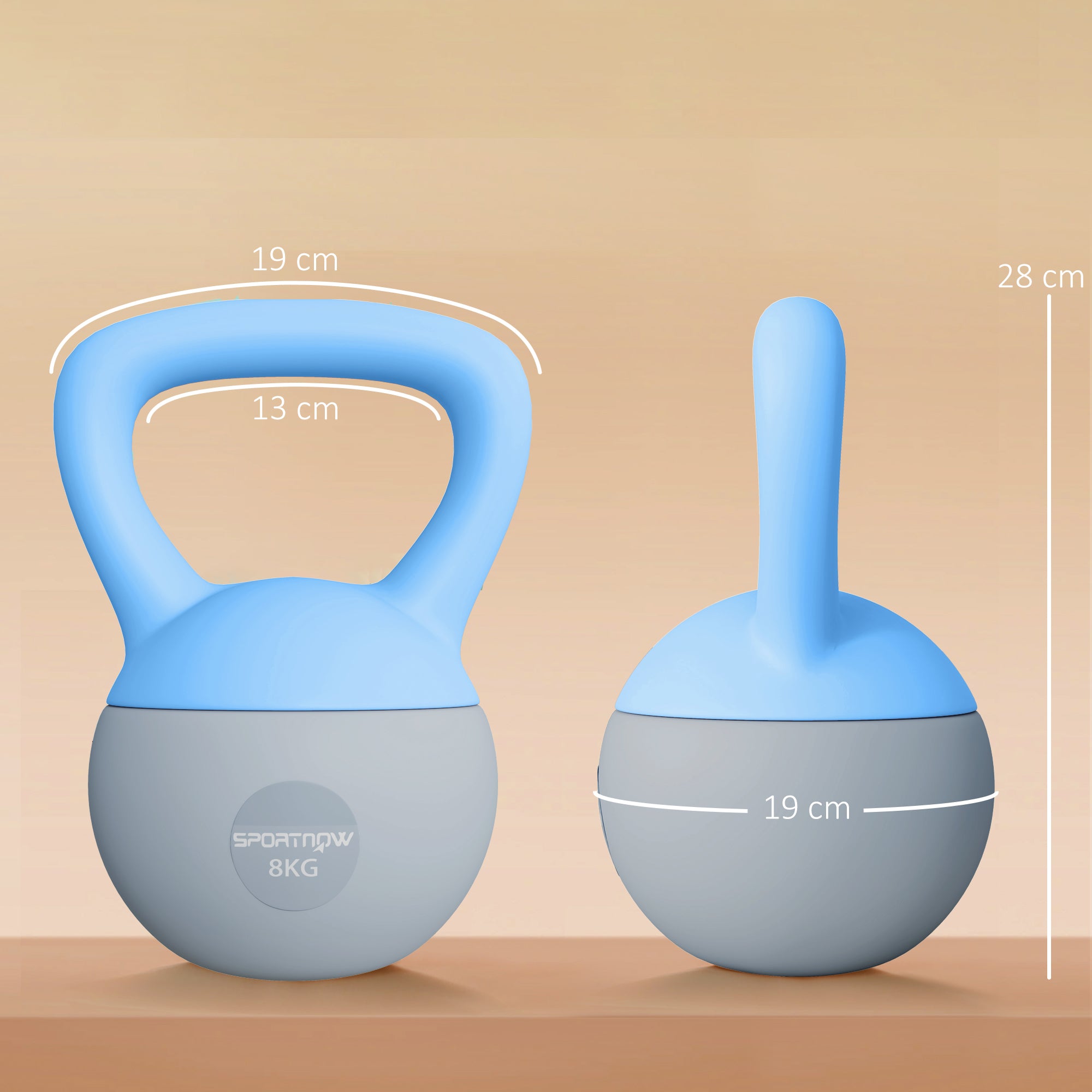 SPORTNOW 8KG Soft Kettlebell, Kettlebell with Non-Slip Handle for Home Gym, Weight Lifting, Strength Training, Light Blue/Grey