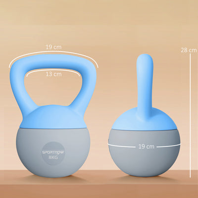 SPORTNOW 8KG Soft Kettlebell, Kettlebell with Non-Slip Handle for Home Gym, Weight Lifting, Strength Training, Light Blue/Grey 