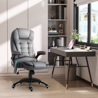 Vinsetto Massage Recliner Chair Heated Office Chair with Six Massage Points Velvet-Feel Fabric 360\'c2\'b0 Swivel Wheels Grey 