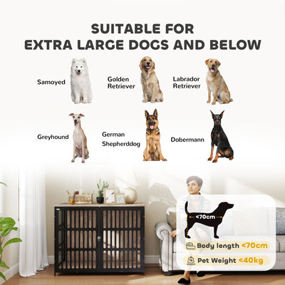 PawHut Dog Crate Furniture with Anti-Chew Resistant Mesh, Anti-Escape Single Door, for Extra Large Dogs, 118 x 80 x 92 cm 