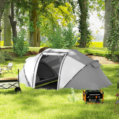 Outsunny 4-6 Man UV Protection Camping Tent - Charcoal Grey and White 