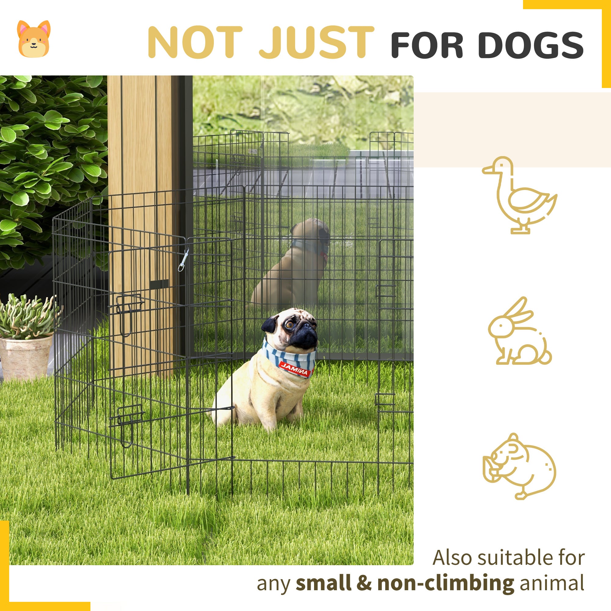 PawHut 8 Panel DIY Dog Pen with Door, for Dogs, Small Animals, Indoor/Outdoor Use, 76cm High 