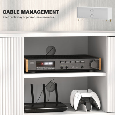 HOMCOM Modern TV Stand Cabinet for TVs up to 55", TV Unit with 2 Open Shelves and 2 Cabinets, Entertainment Centre with Cable Management for Living Room, White 