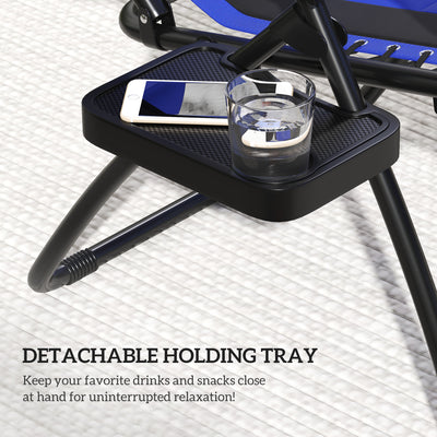 Outsunny Zero Gravity Lounger Chair, Folding Reclining Patio Chair with Shade Cover, Padded Seat, Cup Holder, Soft Cushion and Headrest for Poolside, Camping, Blue 