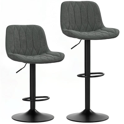 HOMCOM Set of Two Linen-Look Bar Stools - Charcoal Grey 