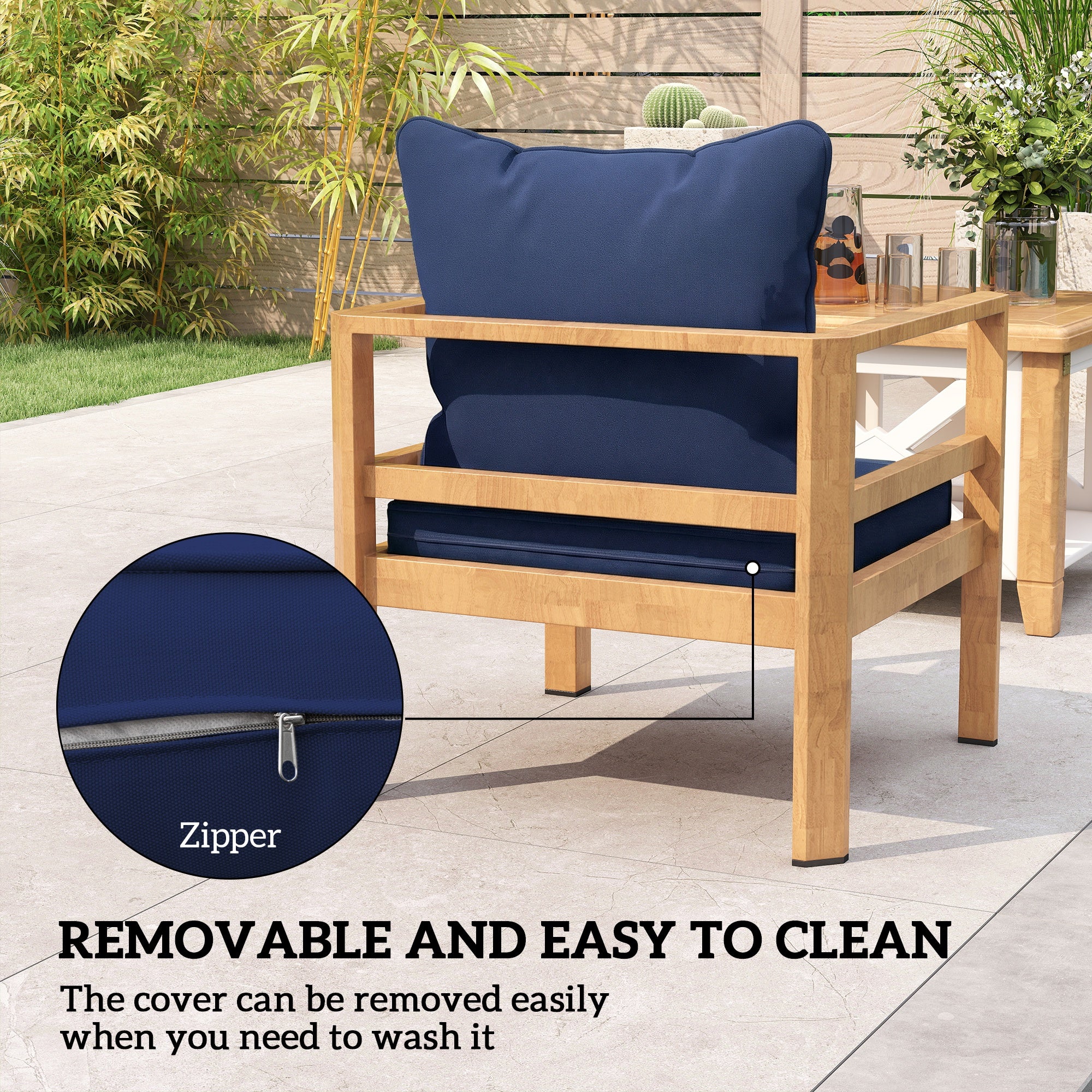 Outsunny Seat and Back Padded Cushion Set, CUSHION ONLY - Dark Blue 