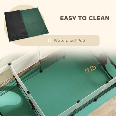 PawHut Pet Playpen with Waterproof Mat, DIY Small Animal Enclosure 34 Panels, Indoor/Outdoor Metal Pet Fence for Guinea Pigs 