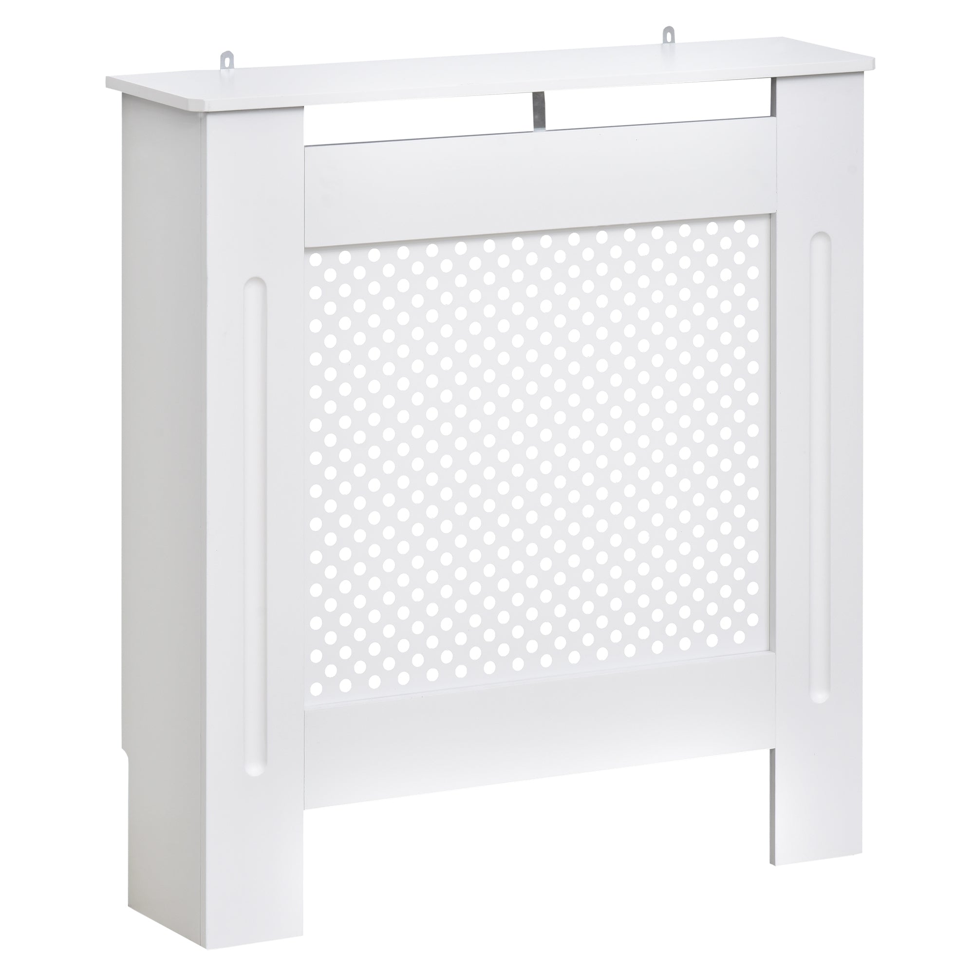 HOMCOM Wooden Radiator Cover Heating Cabinet Modern Home Furniture Grill Style  White Painted (Small) 