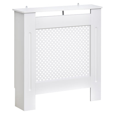 HOMCOM Wooden Radiator Cover Heating Cabinet Modern Home Furniture Grill Style  White Painted (Small) 