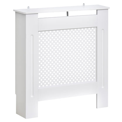 HOMCOM Wooden Radiator Cover Heating Cabinet Modern Home Furniture Grill Style  White Painted (Small) 