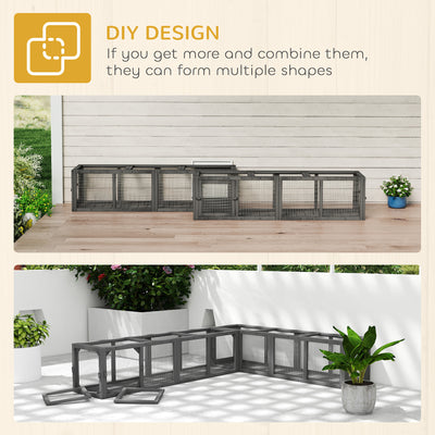 PawHut Outdoor Cat Tunnel, Wooden Play Cat Enclosure, Extendable Pet Run with 3 Doors, for Indoor and Outdoor Use, Grey 