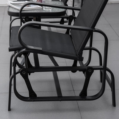 Outsunny Outdoor Gliding Rocking Chair with Sturdy Metal Frame Garden Comfortable Swing Chair, Black 