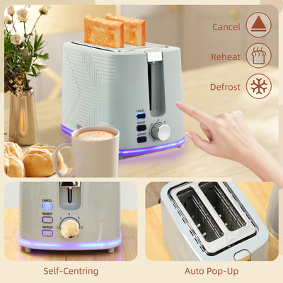 HOMCOM Modern Kettle and Toaster Set - Grey 