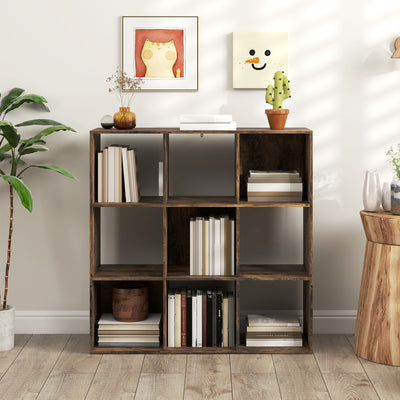 HOMCOM Nine-Cube Storage Shelf - Rustic Brown 