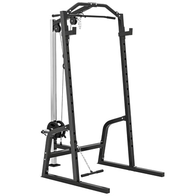 SPORTNOW Power Cage Power Rack with 15-Level Squat Rack, Cable Pulley System, Lat Pulldown & Pull Up Bar 