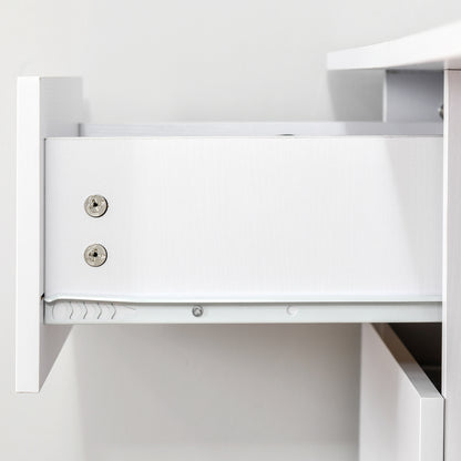 HOMCOM Computer Desk, Writing Table, PC Workstation with 3 Storage Shelves and Drawers, Silver Handle, for Home Office, White 