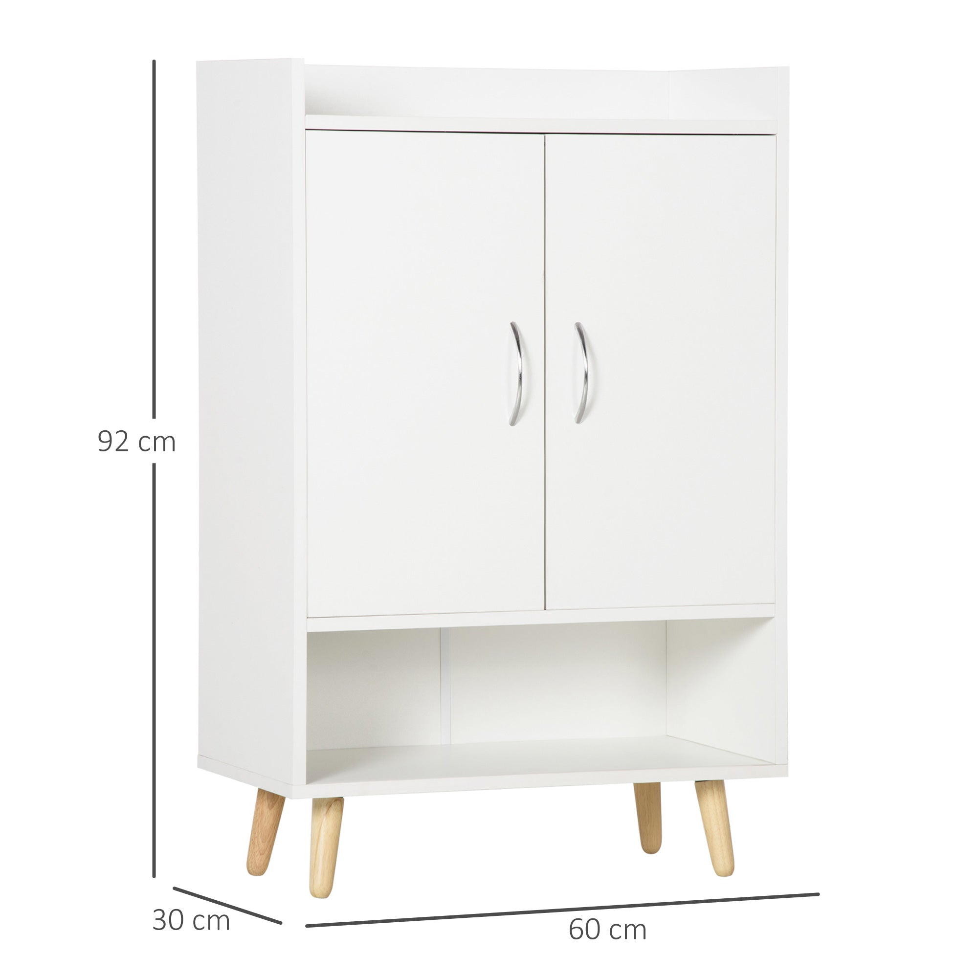 HOMCOM Modern Shoe Cabinet Storage Organizer with Doors and Shelves for Hallway & Entryway, 60L x 30W x 92Hcm, White 